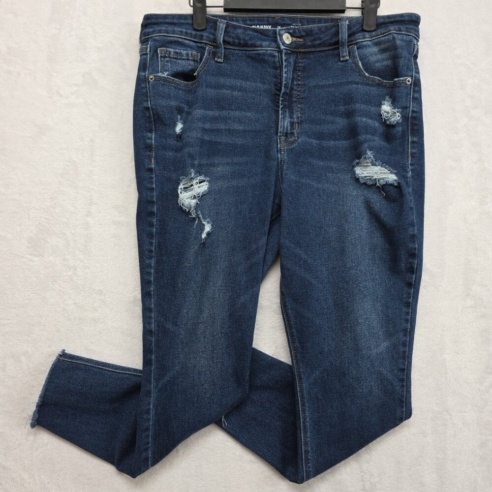 Old Navy Rockstar Super Skinny Jeans High Rise Womens Size 14 Stretch Distressed